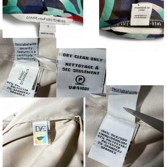 Diane von Furstenberg Shift Dress Sheer 100% Silk Georgette Eribec Blue Pink 2 - Picture 8 of 10